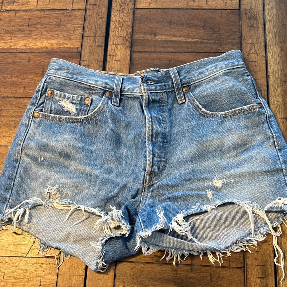 Casual Frayed Hem Denim Shorts